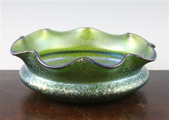 An Austrian iridescent glass bowl, probably Loetz, c.1910, diam. 26.5cm